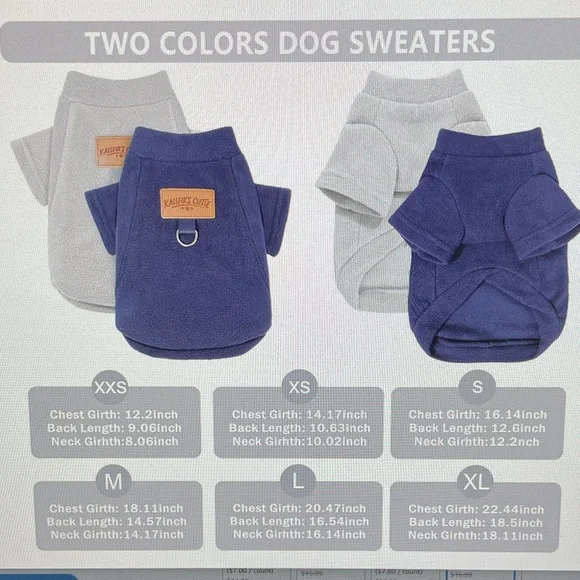 Blue and Gray Pet Sweaters Size Medium NWT - Picture 2 of 2